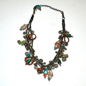 Three strand adjustable trinket necklace